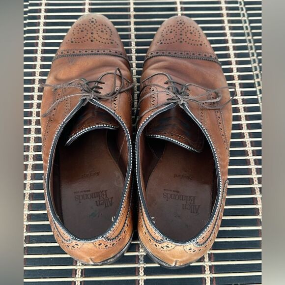 Allen Edmonds Sanford Walnut Brogue Cap Toe Leather Derby Dress Shoes Size 9.5